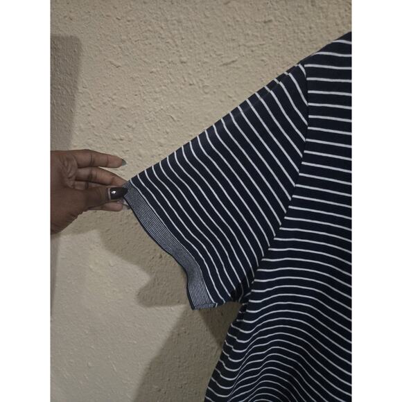 Lacoste Regular Fit Print Polo, Blue White Striped Short Sleeve Shirt, Size XL - Picture 5 of 5